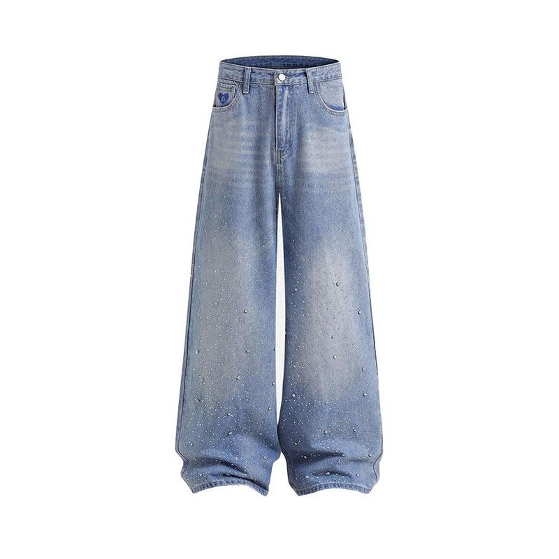 2025 Street Fashion Rhinestone Loose Jeans