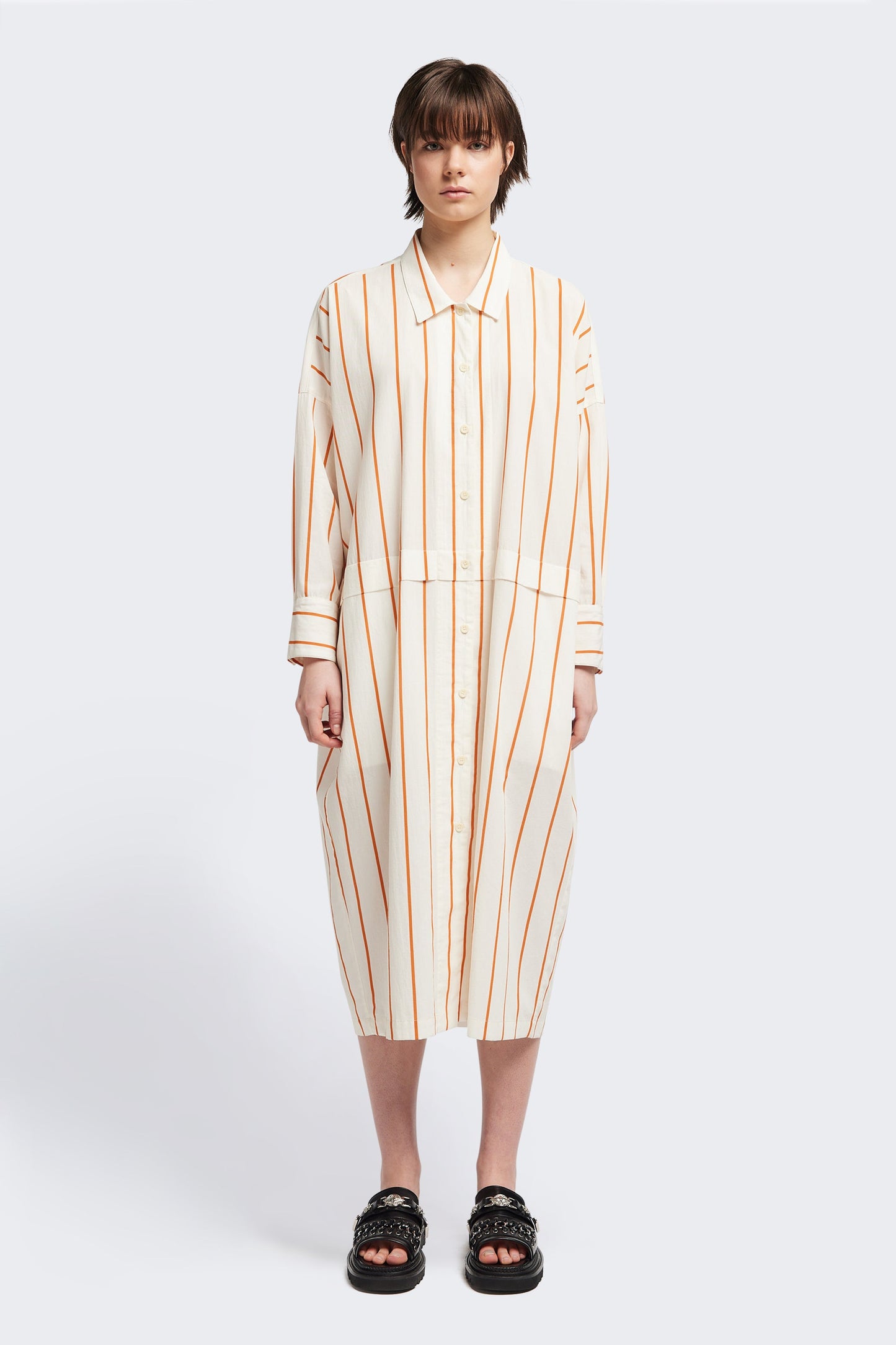 Sundown Shirt Dress Burnt Orange Stripe