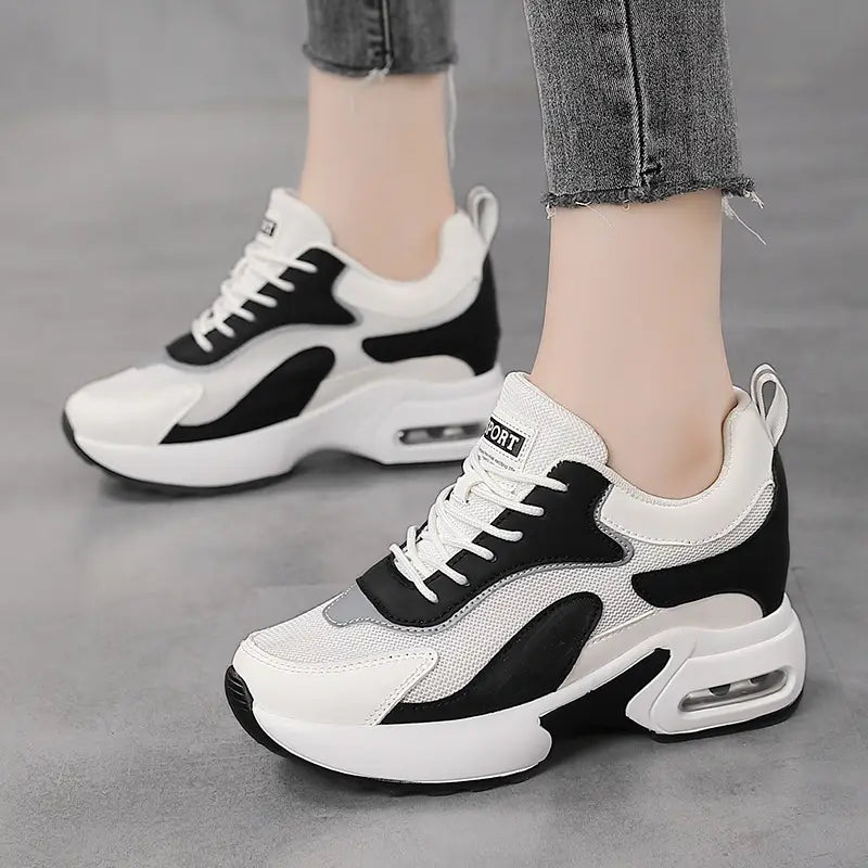Women'S Fashion Sneakers - Breathable Mesh Upper, Thick Cushioned Sole for Height & Comfort