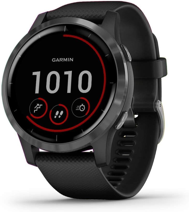 vivoactive 4 GPS Smart Watch in Slate Stainless Steel Bezel with Black Case and Silicone Band (Renewed)