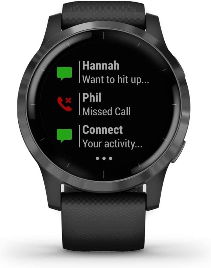 vivoactive 4 GPS Smart Watch in Slate Stainless Steel Bezel with Black Case and Silicone Band (Renewed)