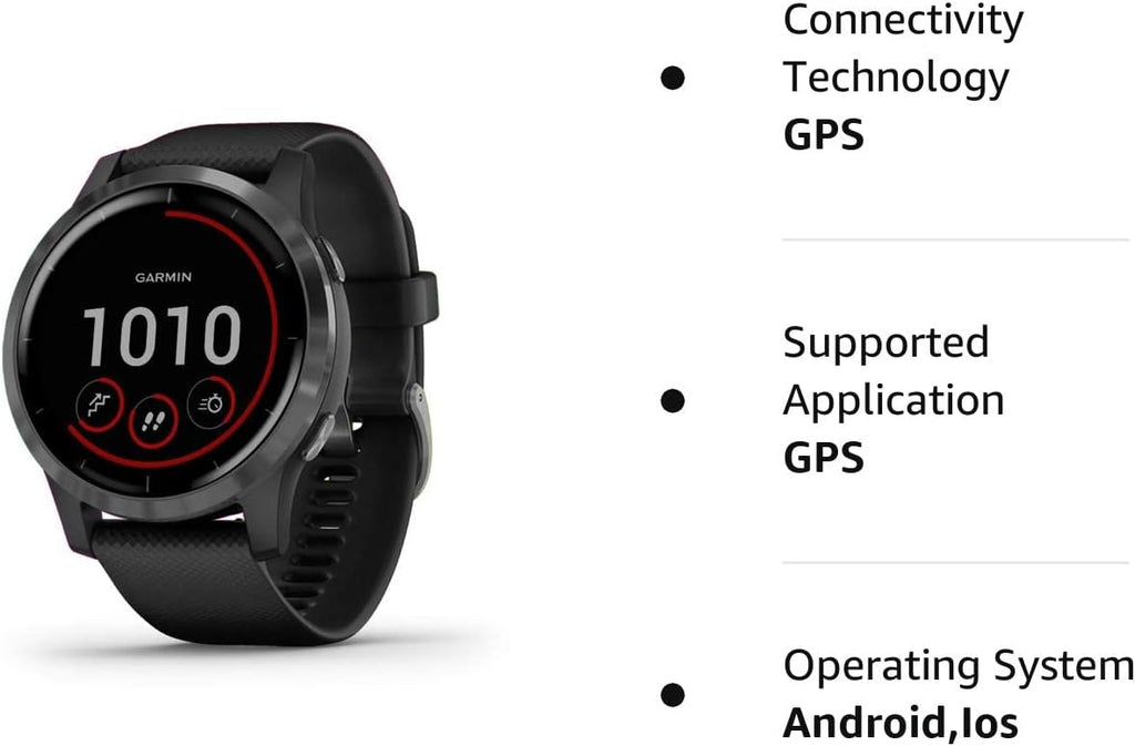 vivoactive 4 GPS Smart Watch in Slate Stainless Steel Bezel with Black Case and Silicone Band (Renewed)