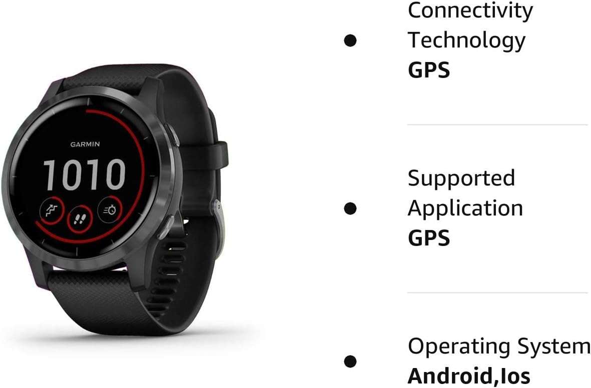 vivoactive 4 GPS Smart Watch in Slate Stainless Steel Bezel with Black Case and Silicone Band (Renewed)