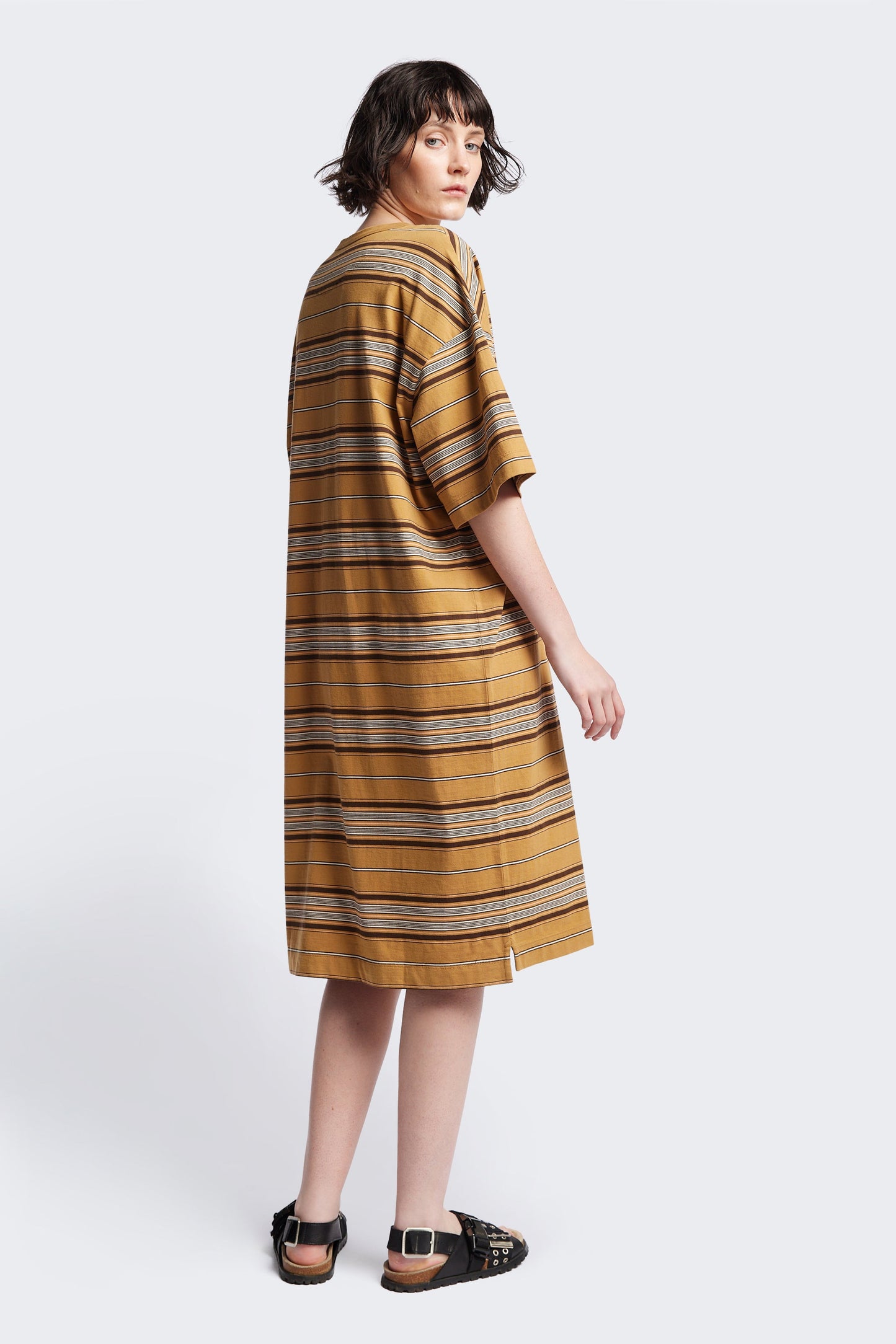Nadir Dress Tan Stripe