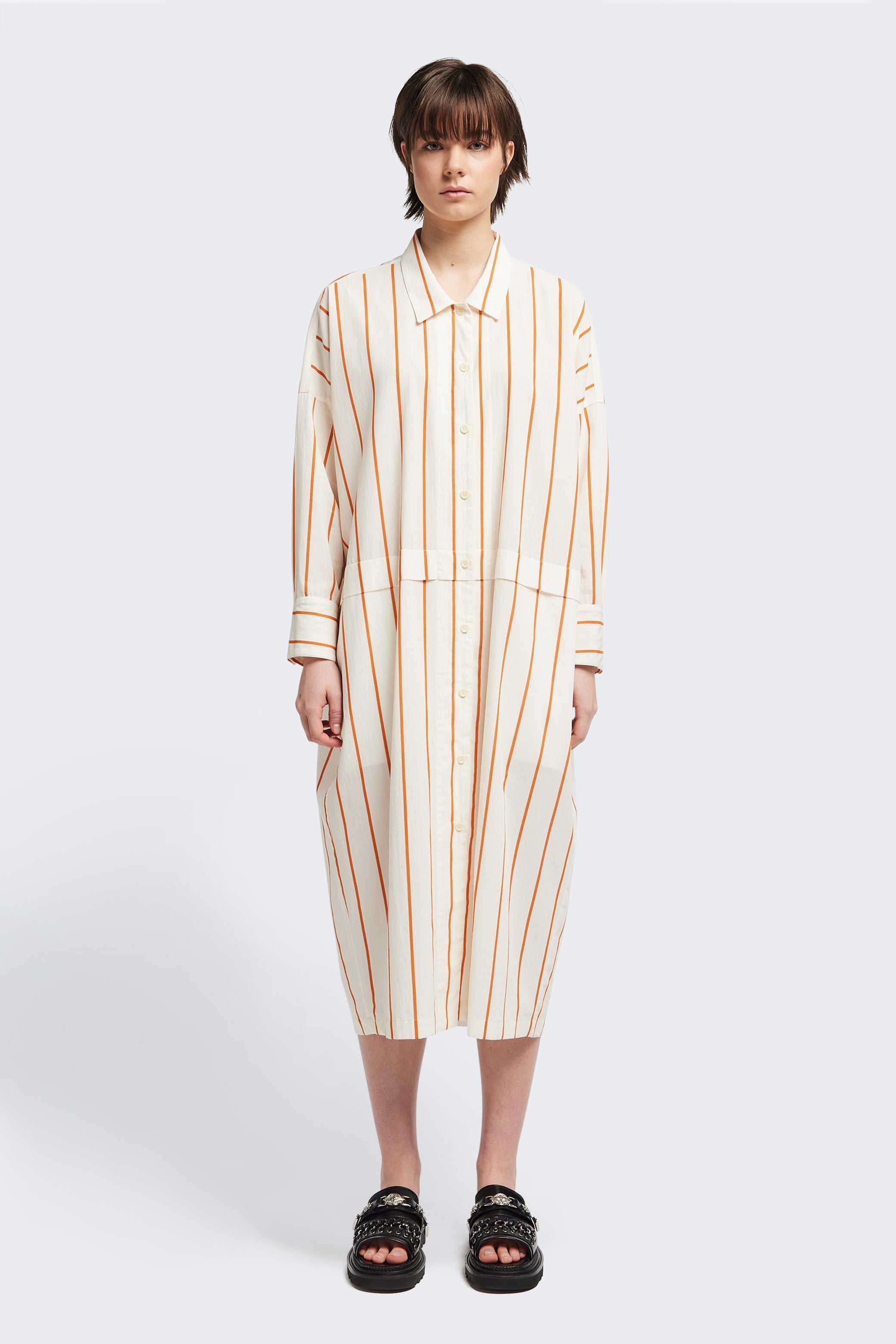 Sundown Shirt Dress Burnt Orange Stripe