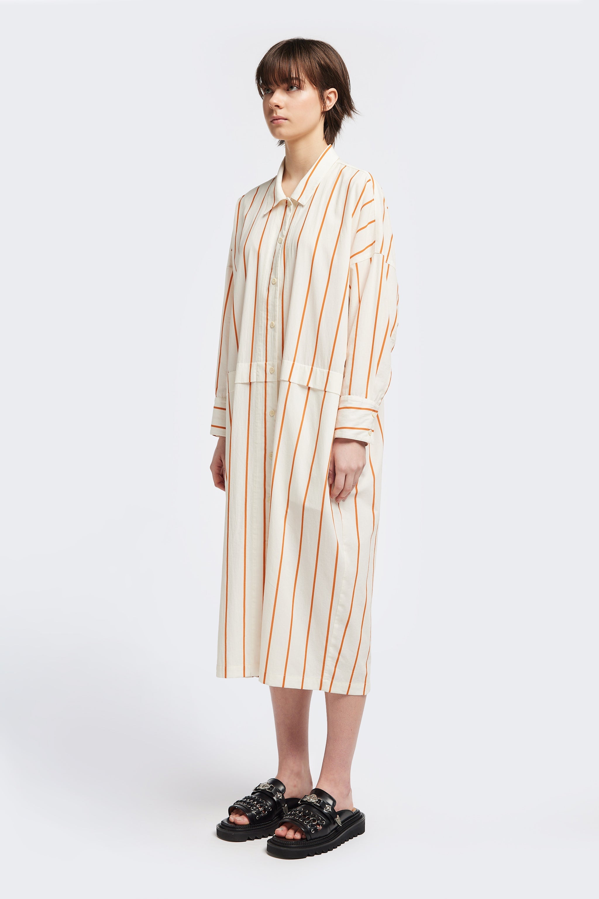 Sundown Shirt Dress Burnt Orange Stripe