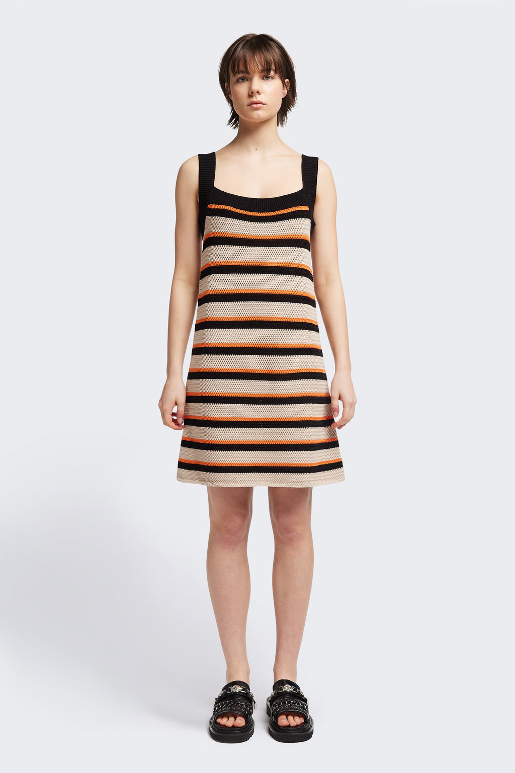 Temporal Crochet Mini Dress Stripe