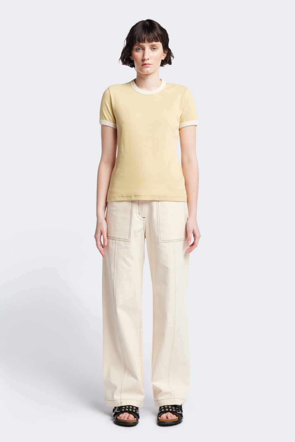 Veil Rib Tee Butter/Ecru Bind
