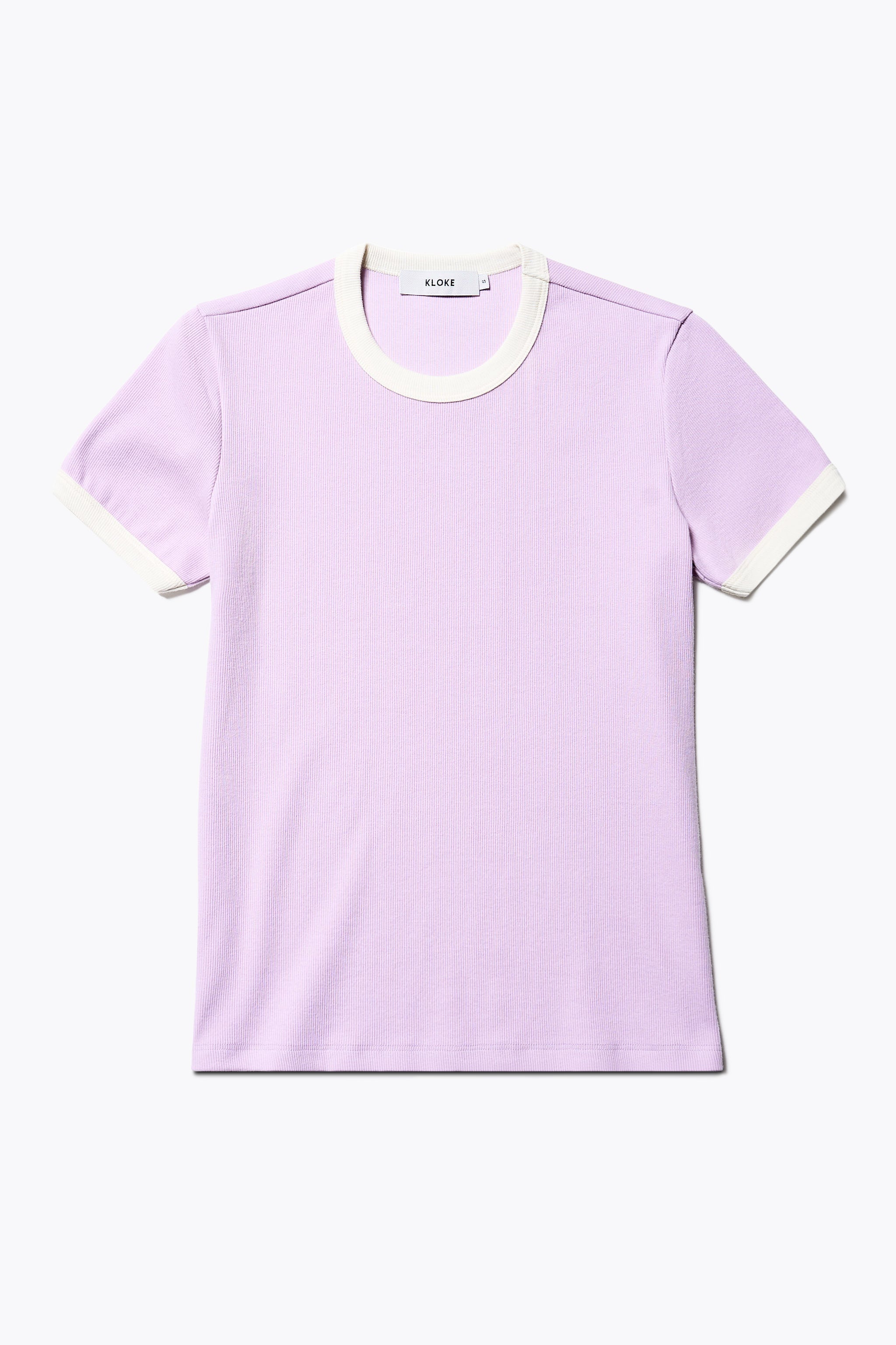 Veil Rib Tee Lilac/Ecru Bind
