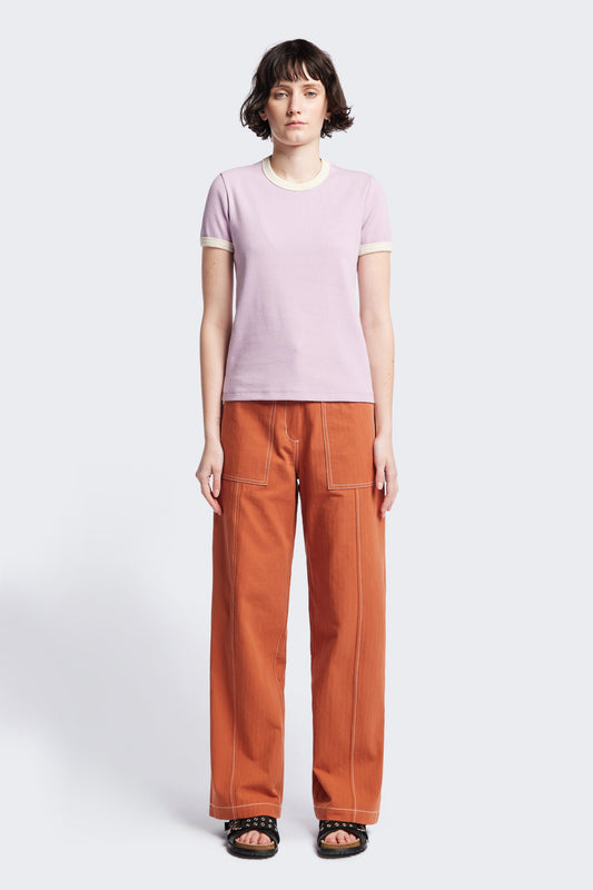 Veil Rib Tee Lilac/Ecru Bind